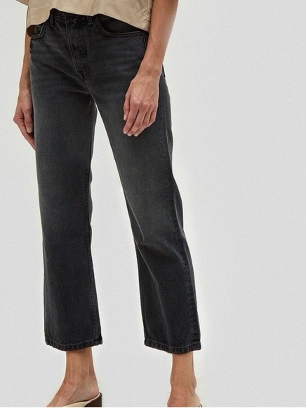 GRLFRND Linda - Black Washed Straight-Leg Jeans - 27